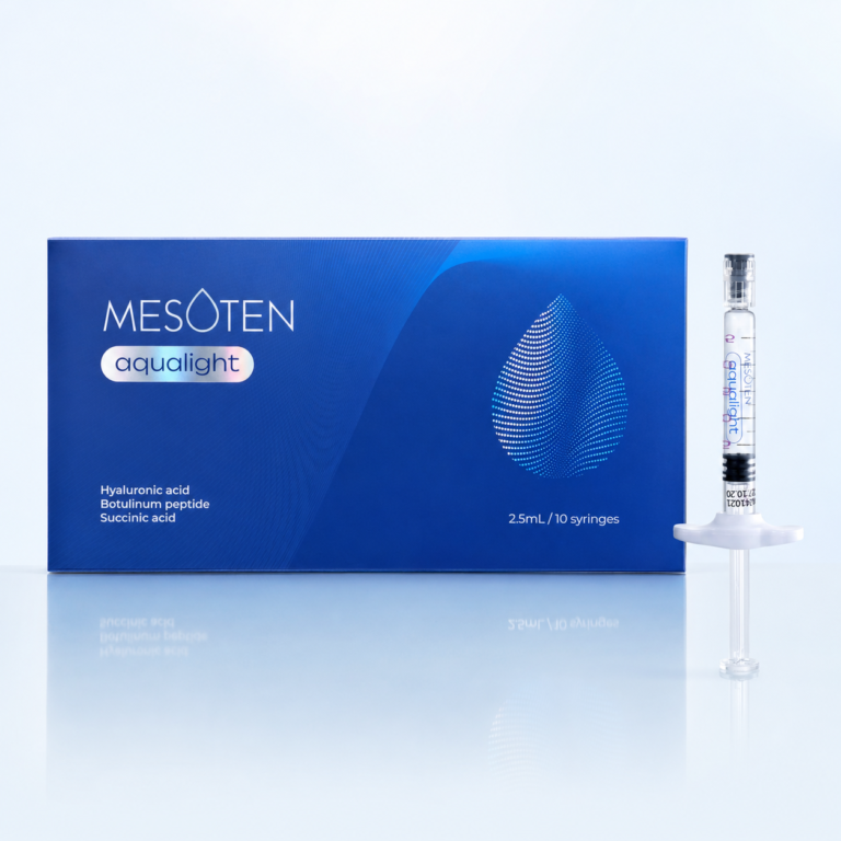 Front packaging of Mesoten Aqualight with 2.5ml syringe