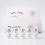 Mesoten H five vial pack shown in open white packaging with magenta dotted design