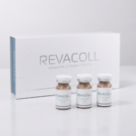 Open Revacoll Advanced Collagen Powder box showing five vials inside