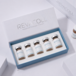 Revacoll Advanced Collagen Powder box with three collagen powder vials