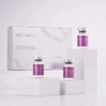 Mesoten Pure Skin 3ml vials displayed on white podiums with branded box