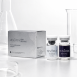 Mesoten Exo Peptide box with powder and solution vials in a clean laboratory setting