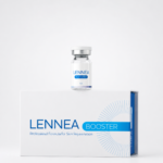 Single Lennea Booster 3ml vial displayed on top of product packaging